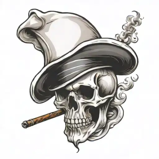 Skull With Chefhat Smoking Cigarette