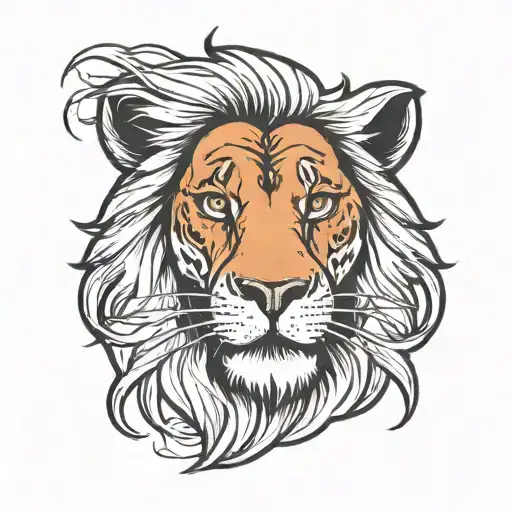 Lion With Half Angry And Half Happy Face