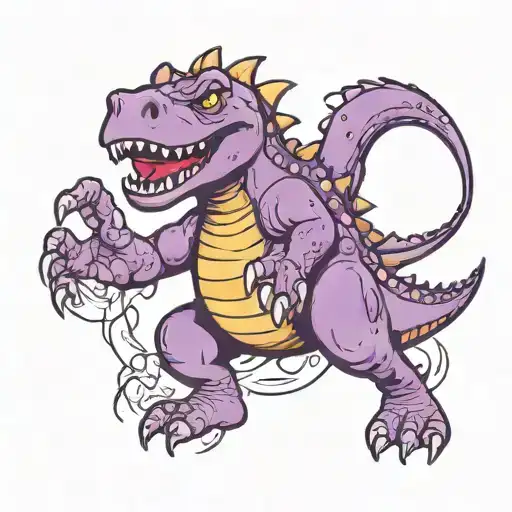 Barney The Cartoon Character Thick Lines Purple Dinosaur