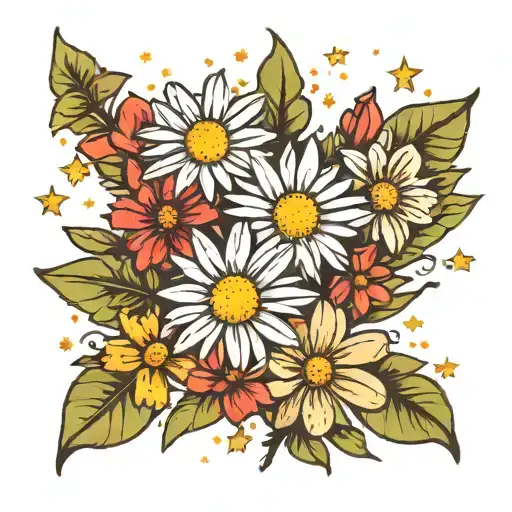 Daisy Flowers With Stars