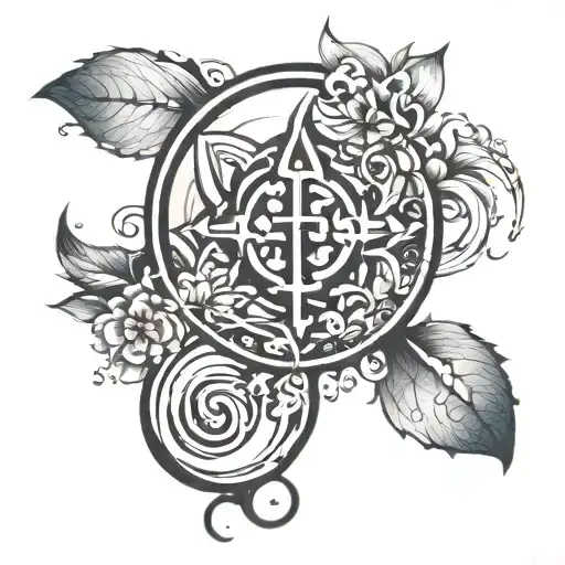 Healing Symbol And Unalome Combined