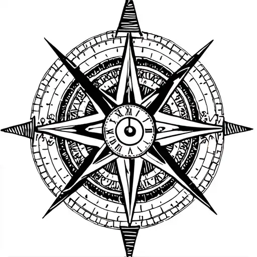 Mandala Around A Triangle Compass On The Outside Of The All Seeing Eye With A Clock In The Center