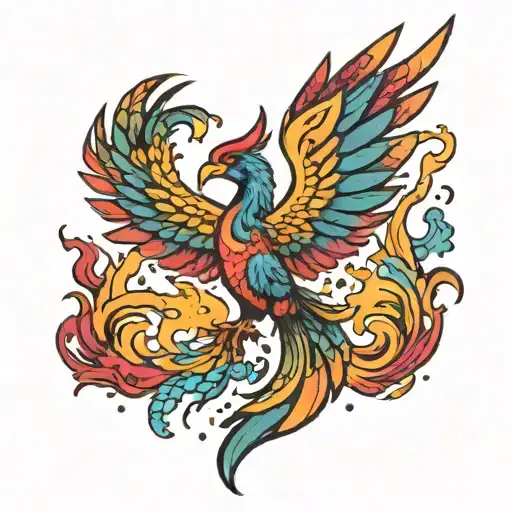 Rainbow Phoenix Rising From Ashes
