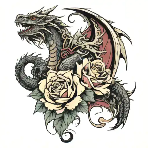 Dragon With Roses Wrapped