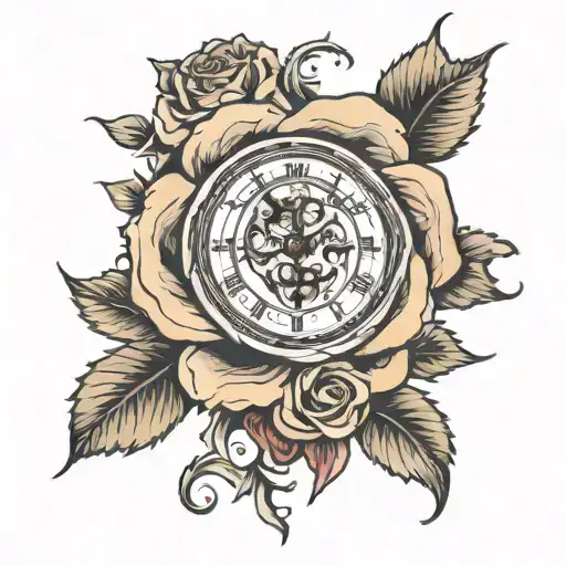 English Rose With Lion And Clock Face