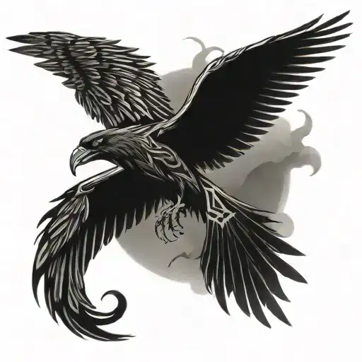 Norse Runes Crows Flying