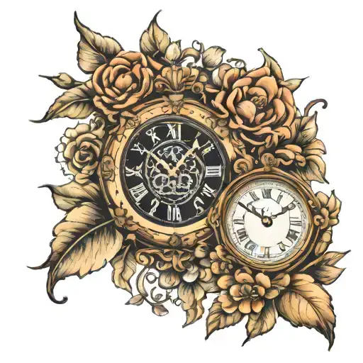Antique Clock With Greek Mythology And Flowers