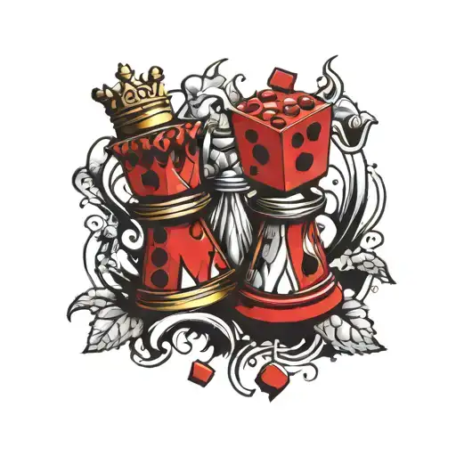 Red Dice And King Chess Piece