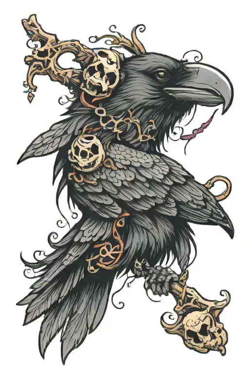 Raven With Animal Skull Face
