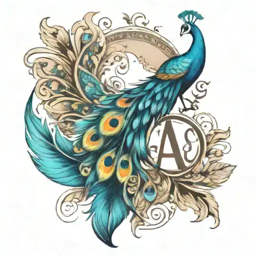 Peacock Feather With Letter A