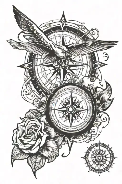 Compass With Plane Flying