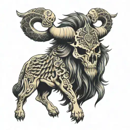 Persian Lion Winged Bull Skull