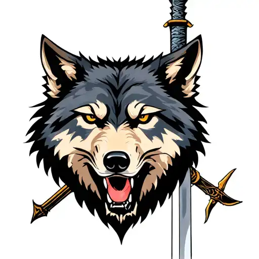 Wolf Head And Sword Stuck