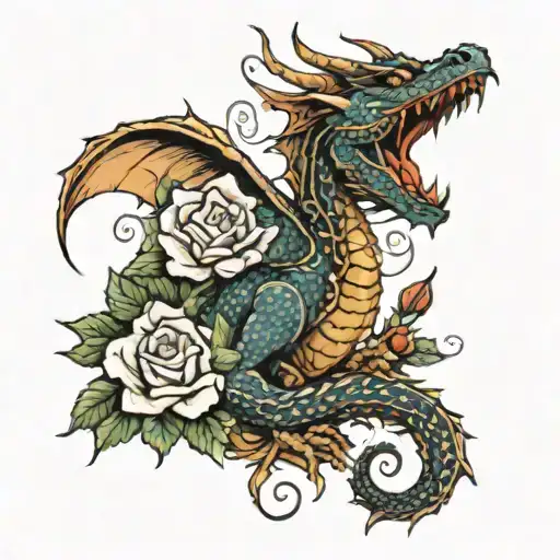 A Dragon With Roses