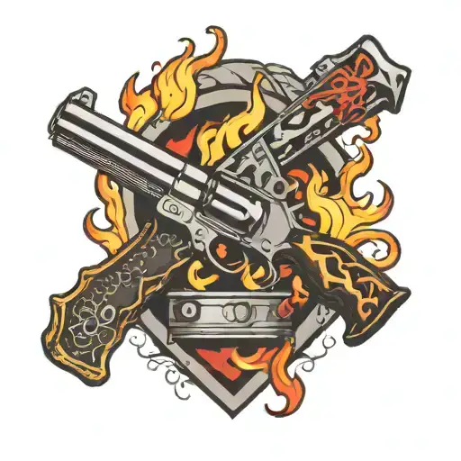 Guns Flags Wrenches Fire Flames