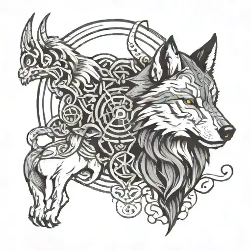 Wolf And Capricorn Symbol