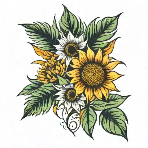 Sun Flower And Ancor Und Palms