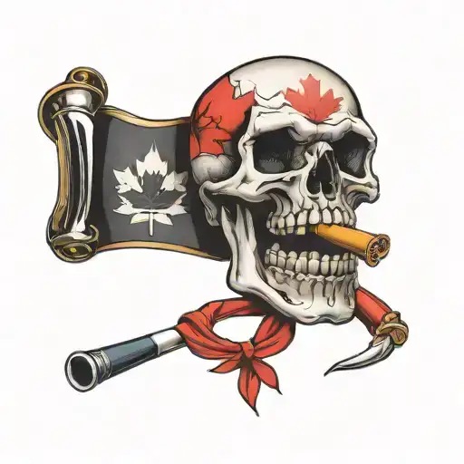 Skull With Cigar In Mouth And Canada Flag Et Piston