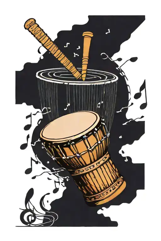 Djembe Drum With Music Notes