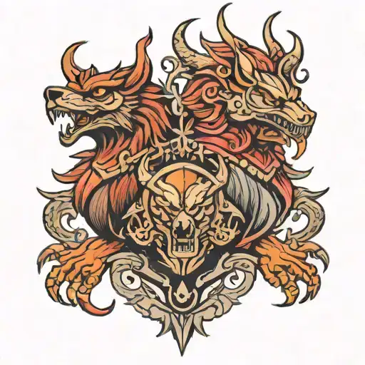 Double Headed Eagle Devil And Wolf