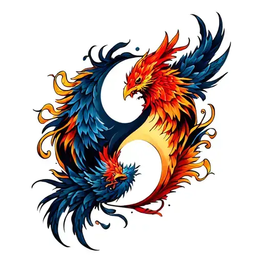 Phoenix In Yin Yang Design