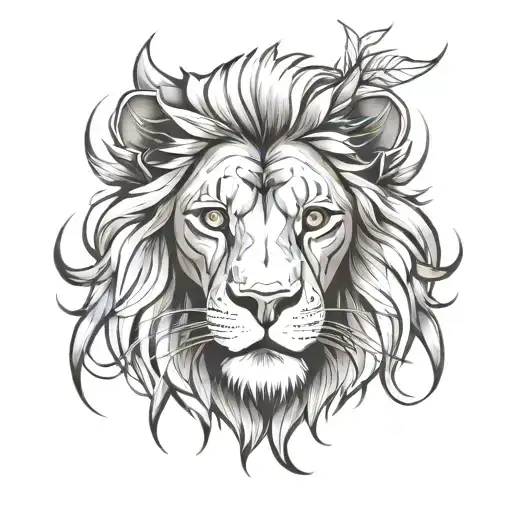 Lion Head Sketch Style