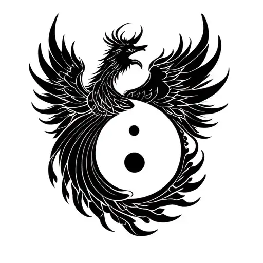 Phoenix In Yin Yang Design