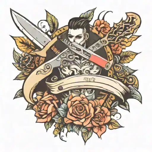 Different Knives Going From Chest To Neck