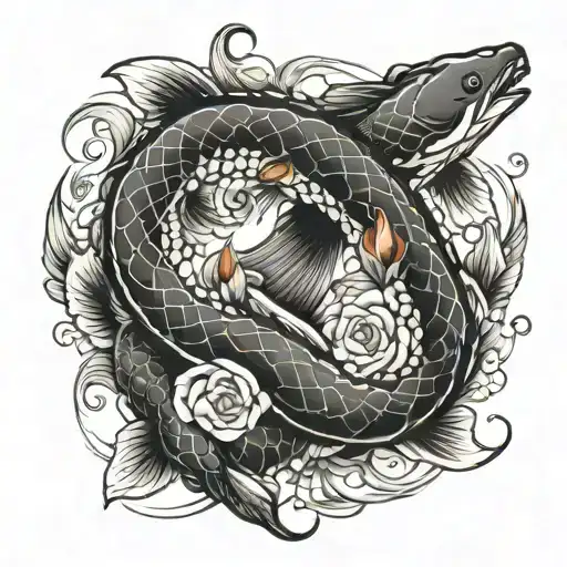 Koi Fish And Snake Idea