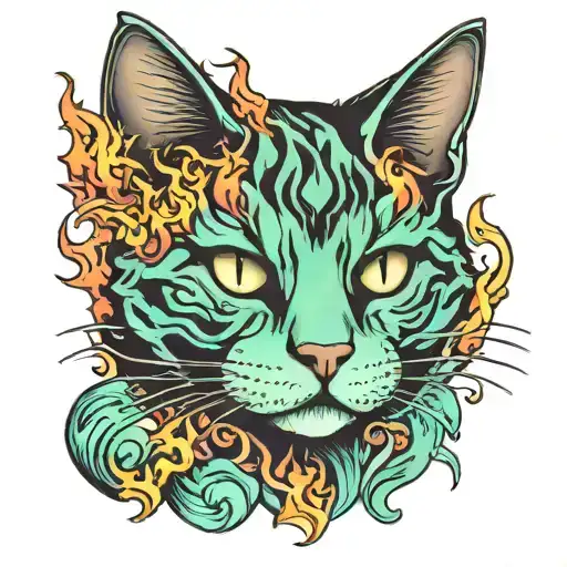 Cat Breathing Blueish Green Fire