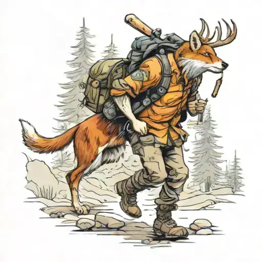 Outdoor Survivalist Walking Through The Woods