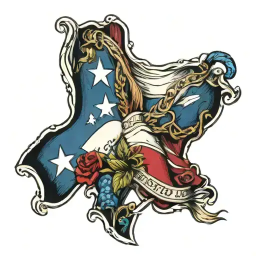 Texas Flag And American Flag Intertwined