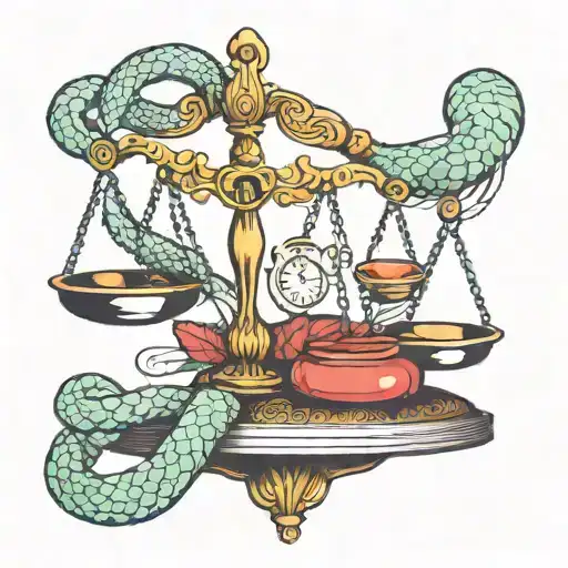 Balance Scales With Snake Wrapping Around It