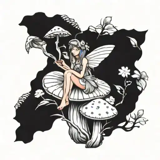 Fairy Sitting On Mushroom