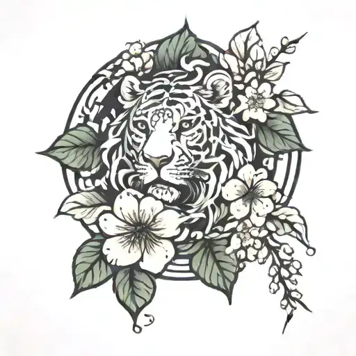 Cherry Blossom And Leo Zodiac Sign