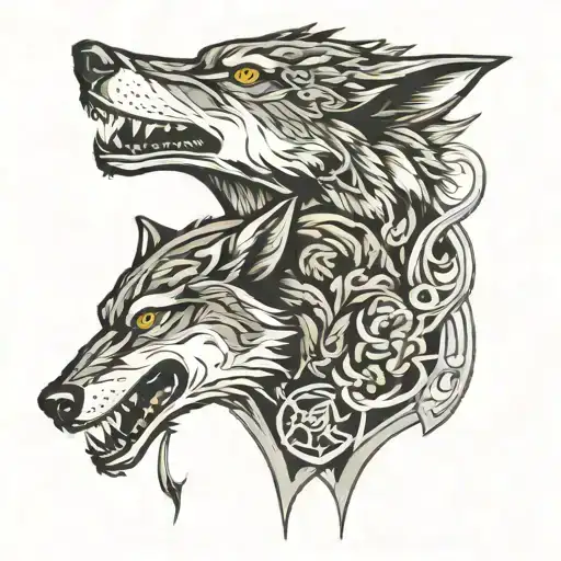 Gun And Wolf Face