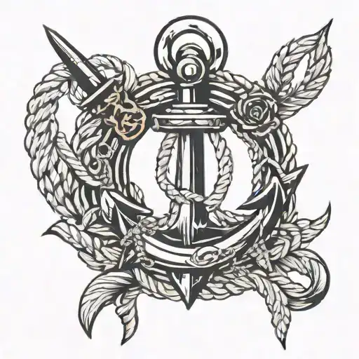 Ship Anchor With Rope Wrapped