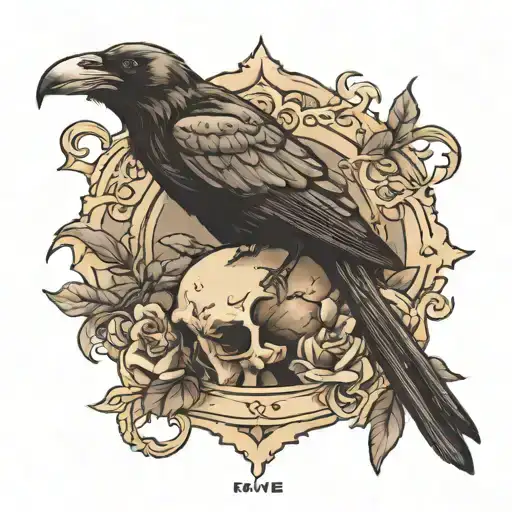 Raven On Skull