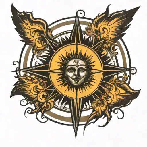 Sun And Cross Merge In A Circle