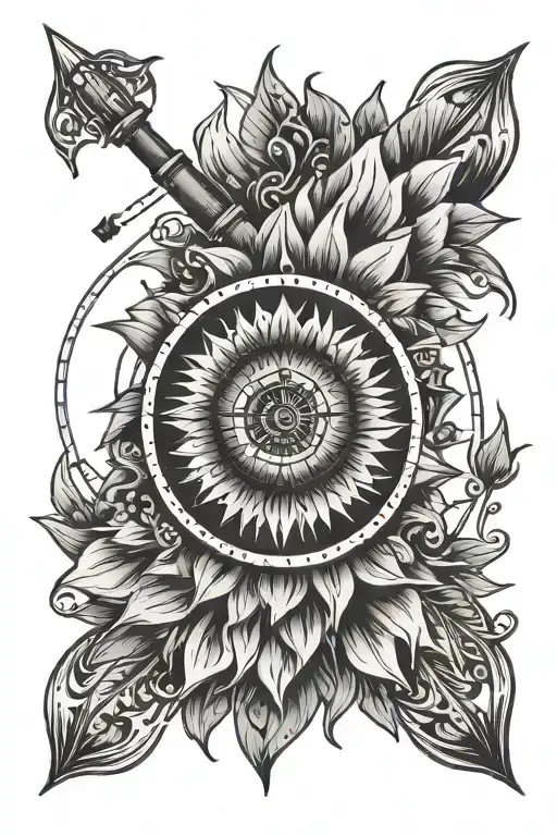 Sunflower Compass With Arrows Pointing Away