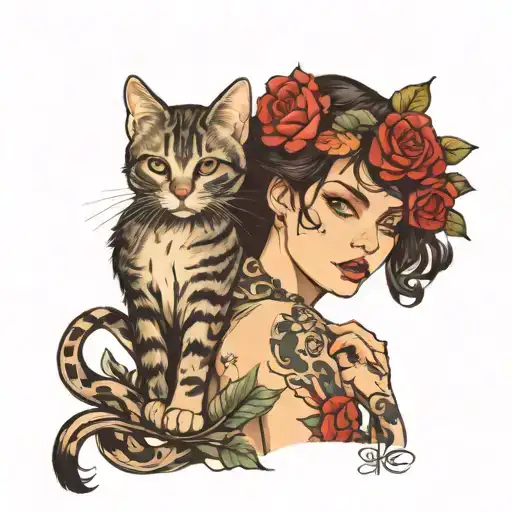 Beautiful Lady Holding Cat