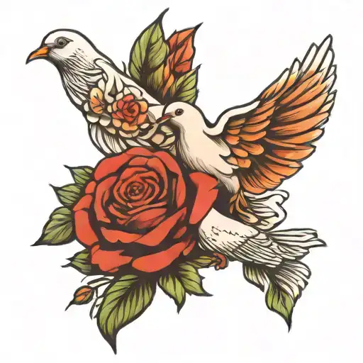 Dove And Rose Intertwined