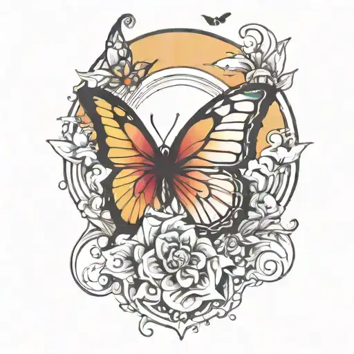 Half Butterfly Half Sun Rising