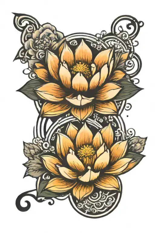 Balance Symbol And Lotus Flowers