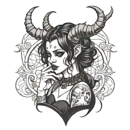 Goth Girl With Horns Wrapped