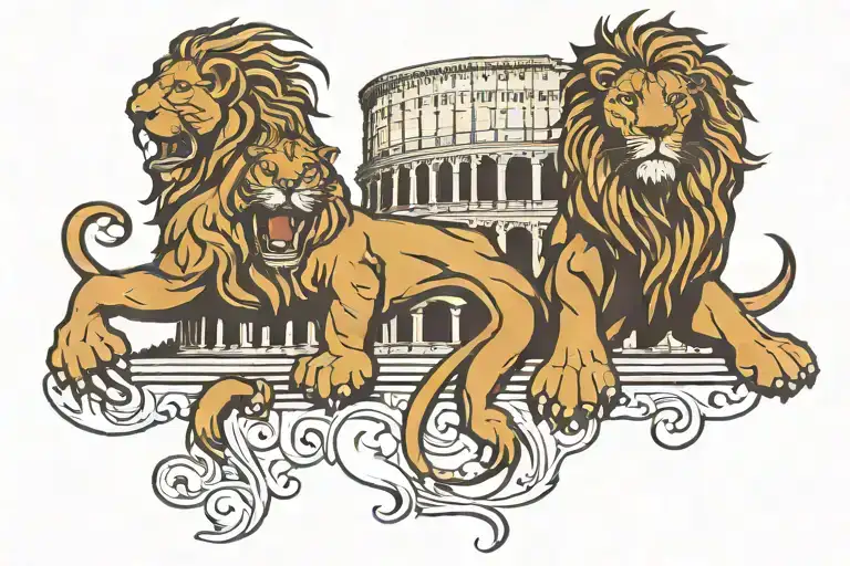 Colosseum With Lion Roaring