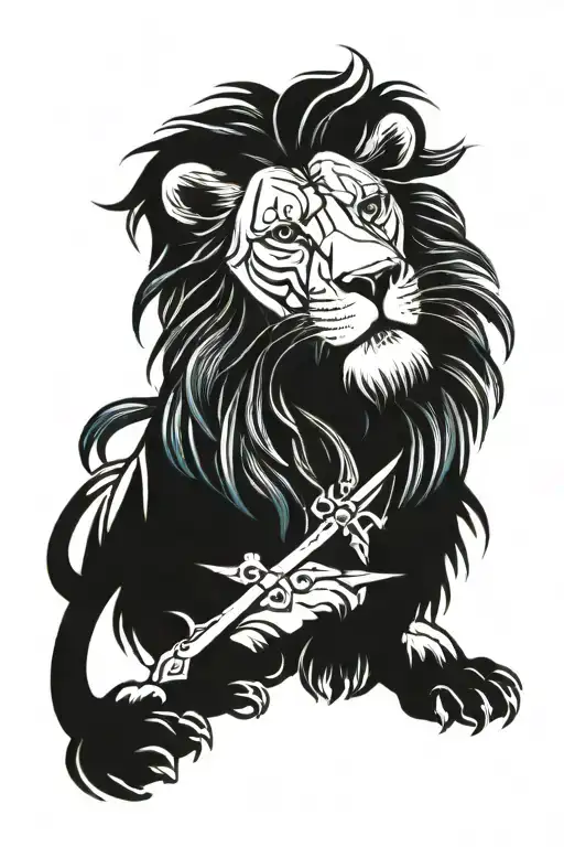 Lion With Cross Art