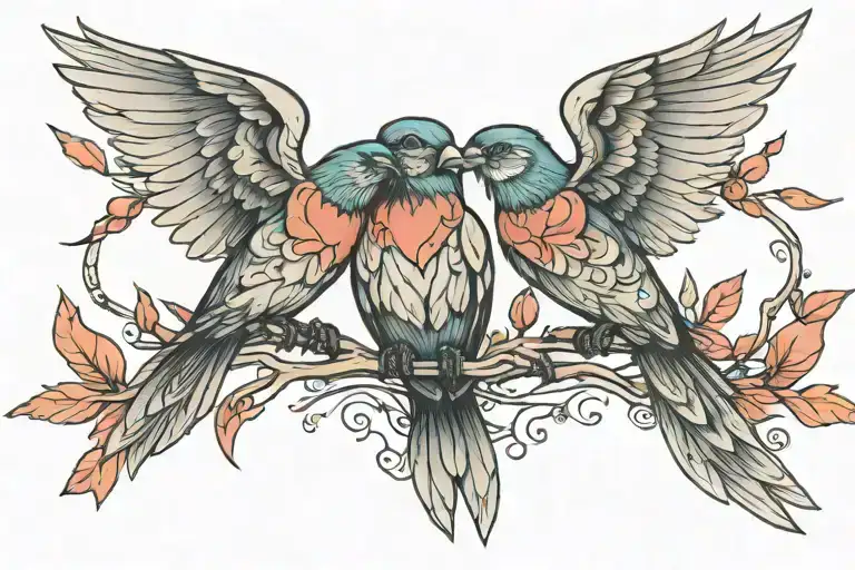 Love Birds Flying Together