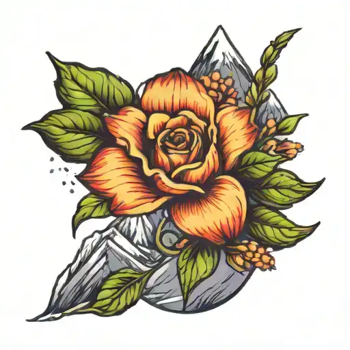 February And March Birth Flower With Mountains