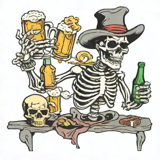 Skeleton Holding Beer